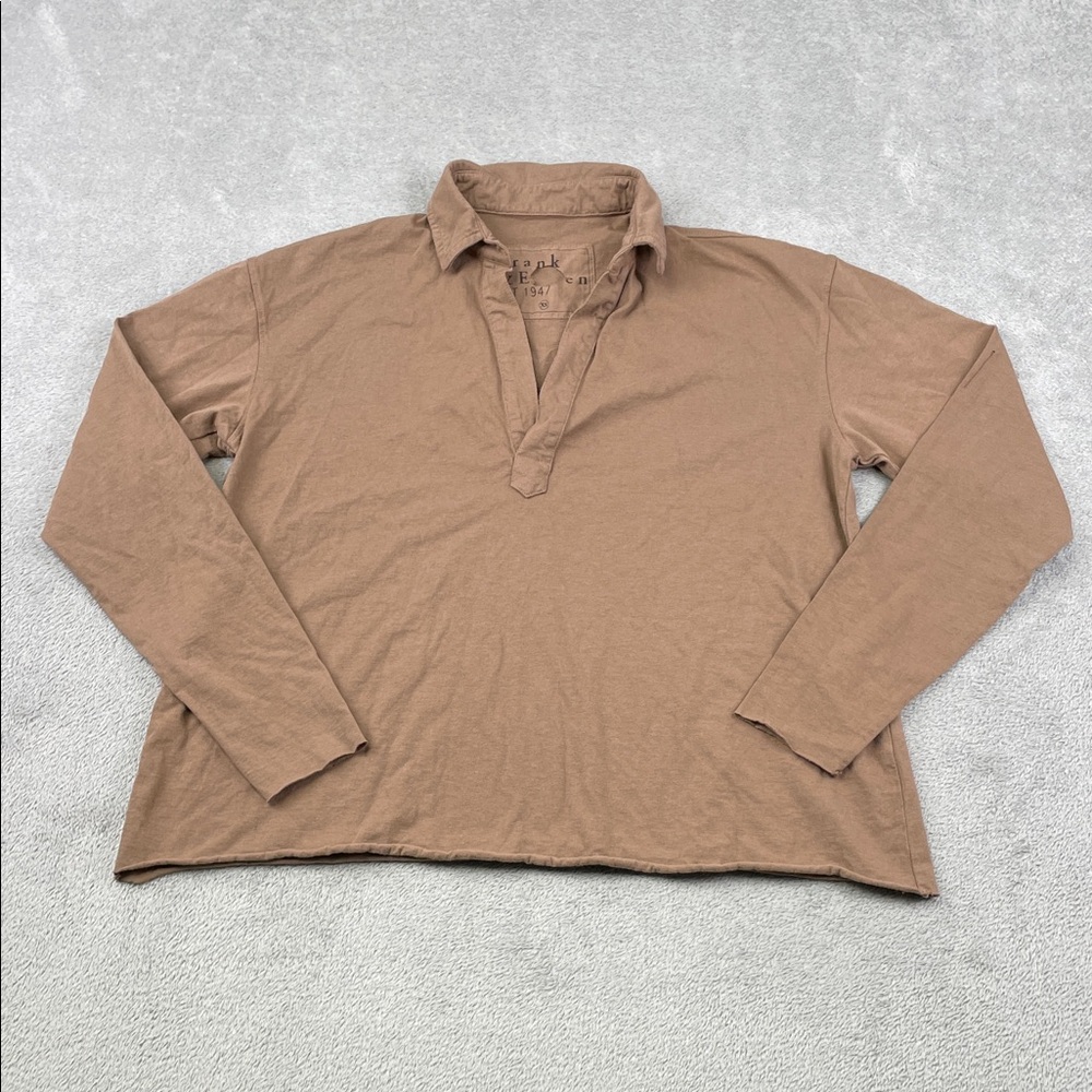 Frank & Eileen XS 100% Cotton Brown Long Sleeve Patrick Popover‎ Top USA FLAW